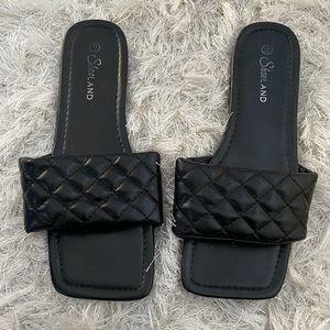 Black square toe sandals